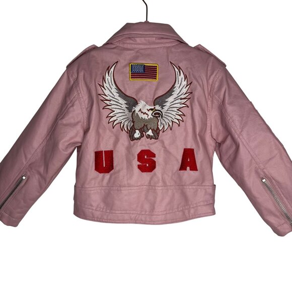 Outdoor Habitat Toddler Light Pink Moto‎ Jacket Size 2T USA Embroidered Eagle - Picture 8 of 10